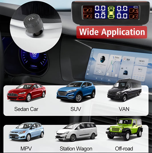 CarTechPro™ - TPMS Tire Pressure & Temperature Monitoring System 🚗 – Real-Time Wireless Display for Cars, SUVs, Vans🚘💥