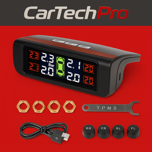 CarTechPro™ - TPMS Tire Pressure & Temperature Monitoring System 🚗 – Real-Time Wireless Display for Cars, SUVs, Vans🚘💥
